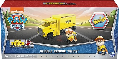 Vista 9 de Paw Patrol, Big Truck Pup's Rubble - Camiones de juguete transformables con figura de acción coleccionable, juguetes para niños a partir de 3 años