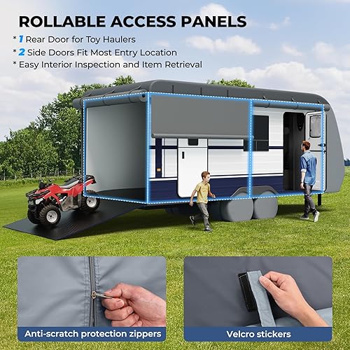 Vista 10 de RVMasking Funda para caravana de 31 pies 7 a 34 pies, tela Oxford 600D, impermeable, antidesgarros, cubierta de remolque de viaje resistente con 3