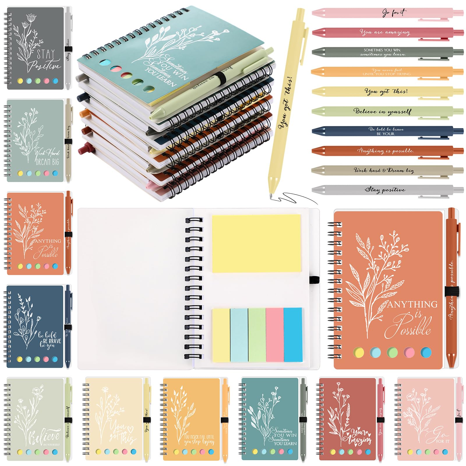 Tenceur Lot de 20 carnets de notes esthétiques pour la rentrée scolaire, cadeaux d'appréciation pour enseignants, étudiants, employés, collègues, premier jour d'école (couleurs vives)