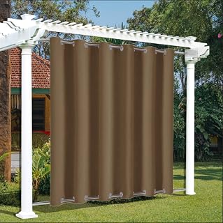 Cortinas impermeables para patio y porche, cortinas gruesas con ojales para kiosco y ducha, color marrón, 270 cm x 120 cm, 1 panel