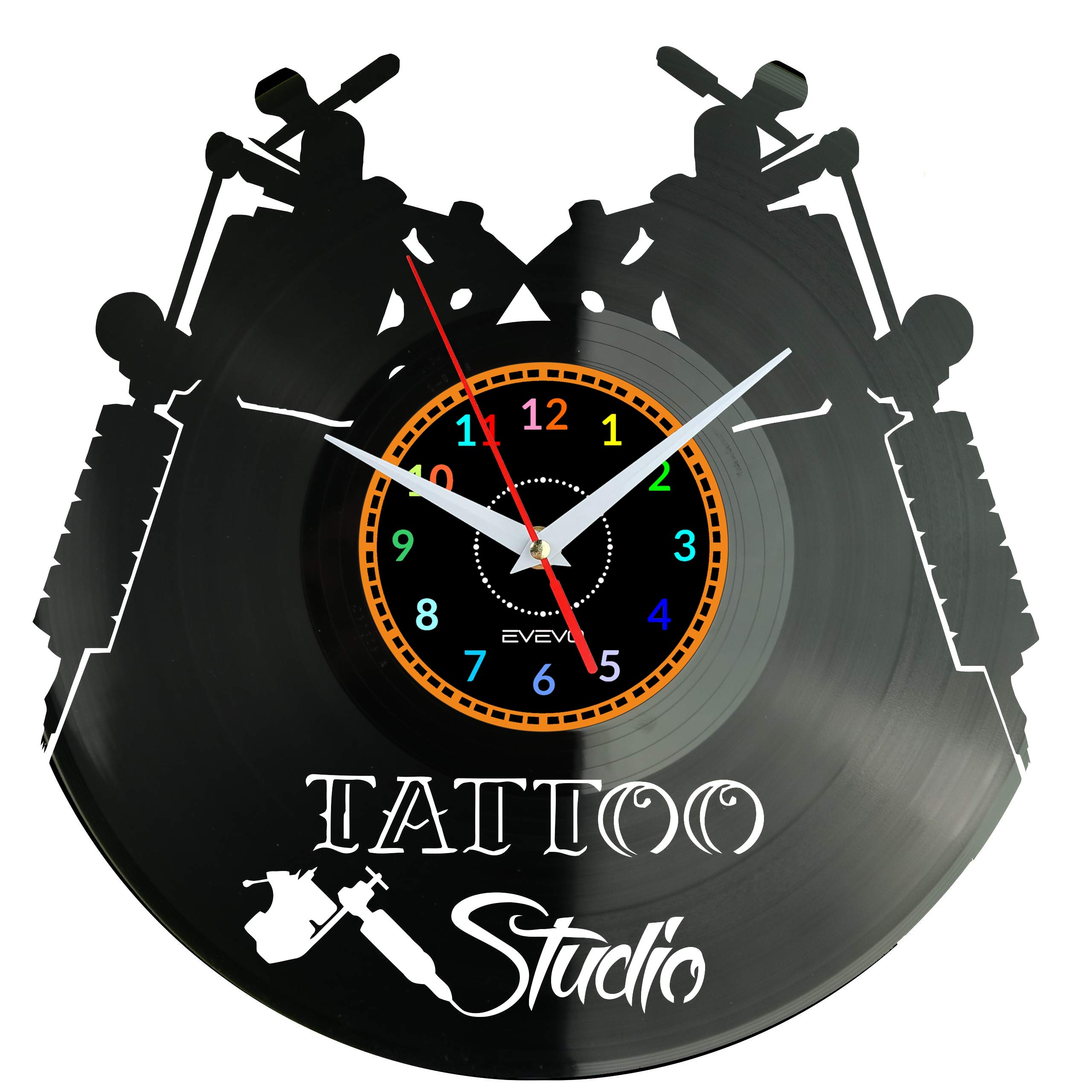 Horloge Murale Tattoo Studio Vinyle Décoration Murale Moderne Idée Cadeau