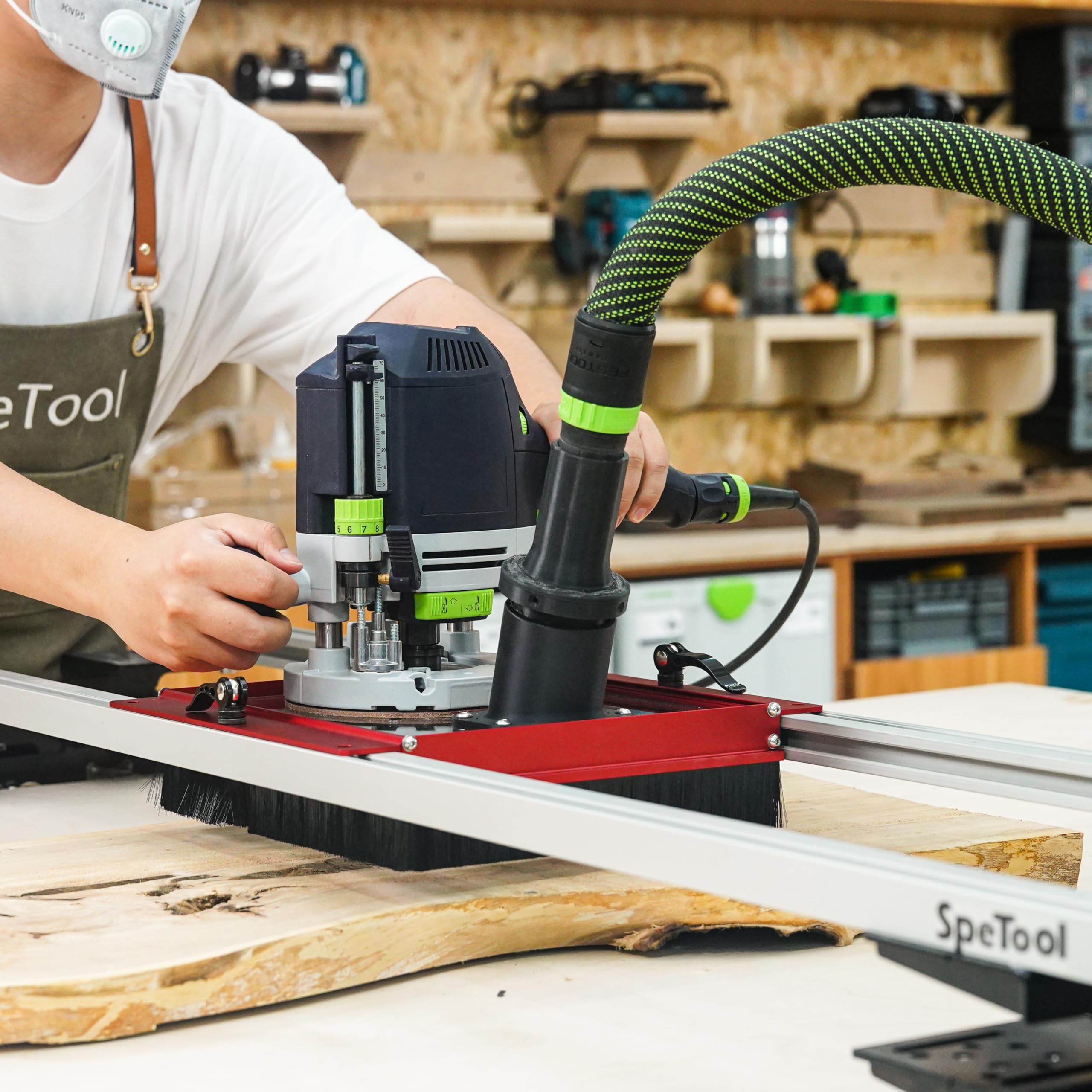 SpeTool Copertura per collettore di polvere per frese piatte, interfaccia di raccolta della polvere da 2 a 15/32", collegare l'aspirapolvere, accessori per l'appiattimento della piastra compatibile