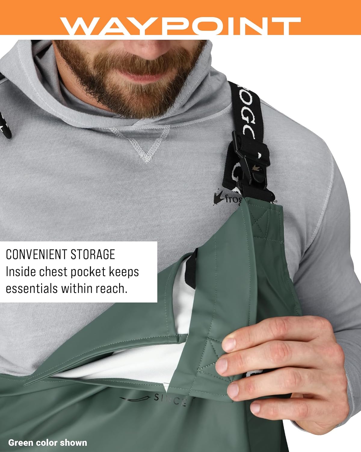 FROGG TOGGS Men's Waypoint Fish Apron, Waterproof, Durable with 4-Way Stretch, Black, OS
