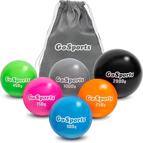 GoSports Plyometric Weighted Balls for Baseball & Softball Training 6 Pack - Variable Weight Balls to Improve Power and Mechanics - Elite Set