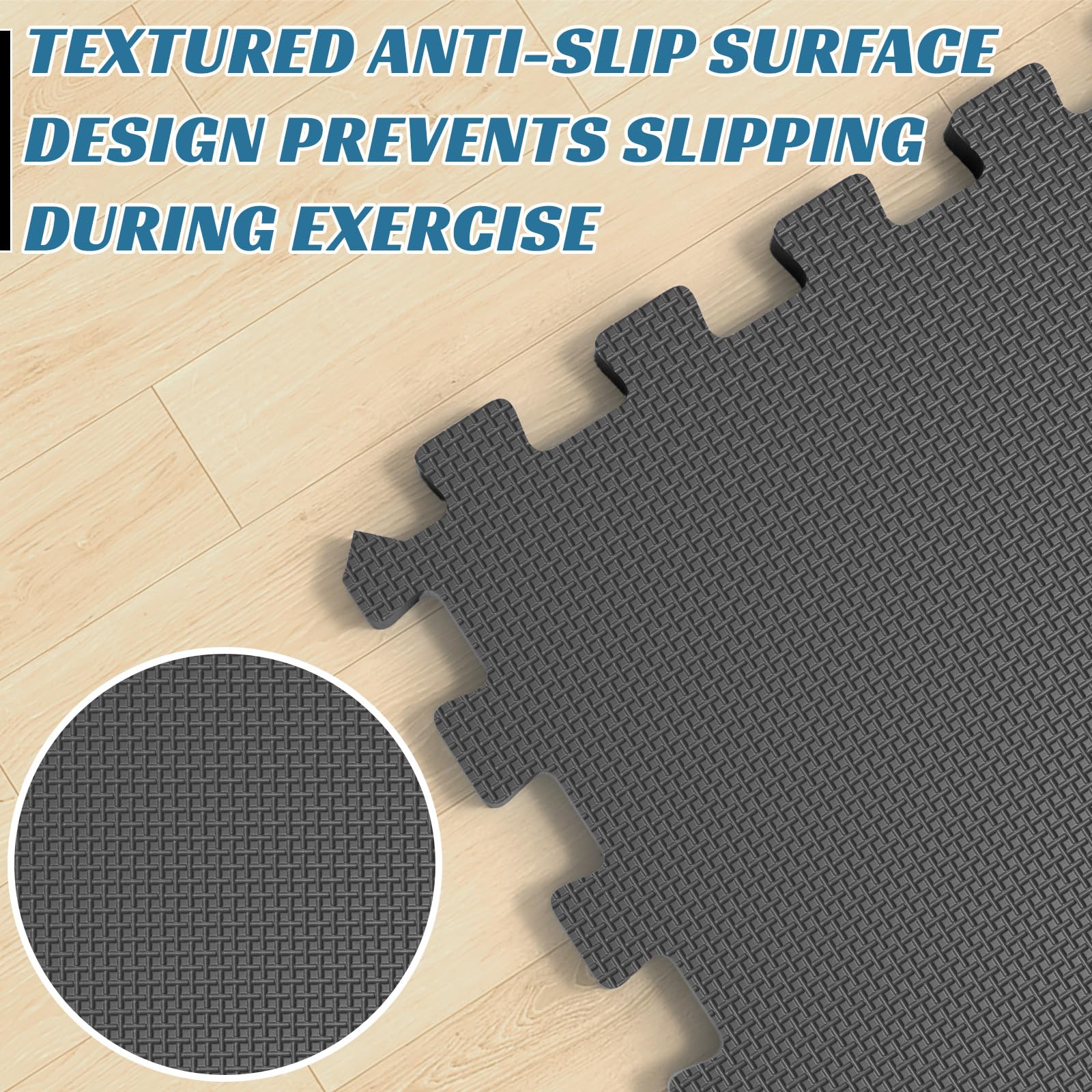 Huracan Set di tappetini protettivi per il fitness, tappetino puzzle, tappetino sportivo, 10 mm, antiscivolo, tappetino da pavimento per palestra e attrezzature fitness, tappetini anticaduta