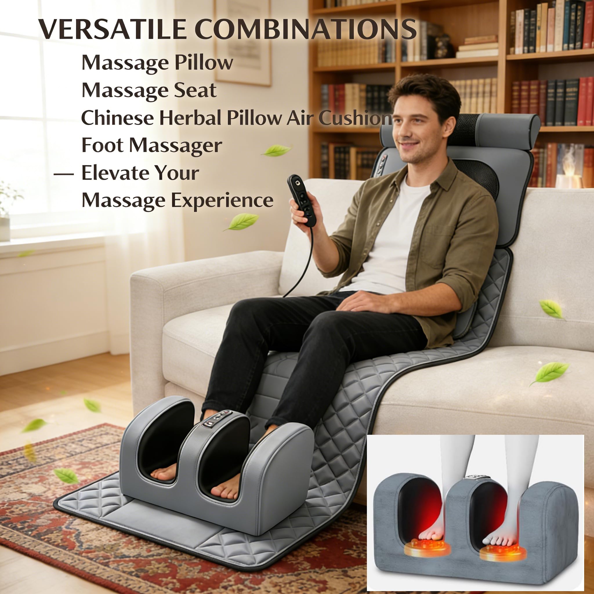 Ganzkörpermassagematte mit Wärme, Massagematte Elektrisch, Rückenmassage-Pad, Lendenwirbeltraktion & Entspannung, 9 Massagemodi und 9 Geschwindigkeitsmodi Nacken und Schulter-Rückenmassagegerät