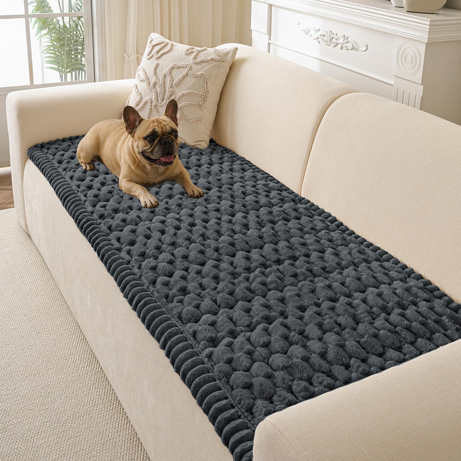 Photo 1 of CoSofSLIP Couch Cover for Dogs Washable, Non Slip Soft Cozy Grey
