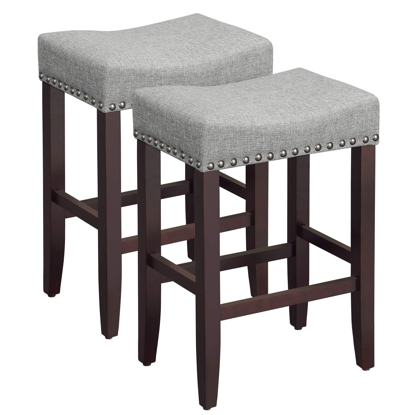 SONGMICS Set of 2 Bar Counter Stool, WellPadded Dining Chair, Solid
