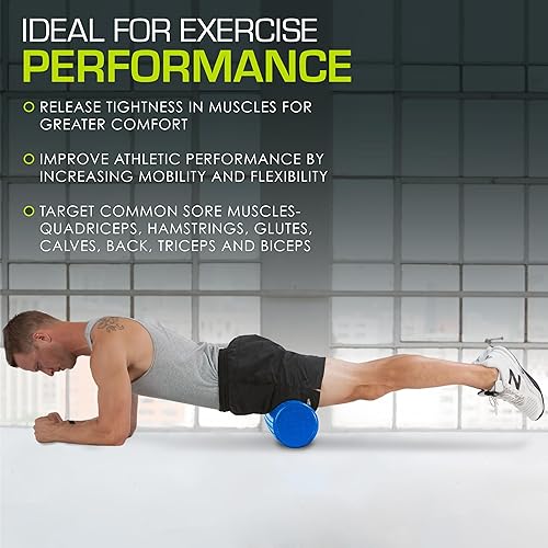 Miniatura 19 de ProsourceFit Rodillos de espuma de alta densidad largos, herramienta de masaje atlético firme de cuerpo completo para estiramiento de espalda, yoga,