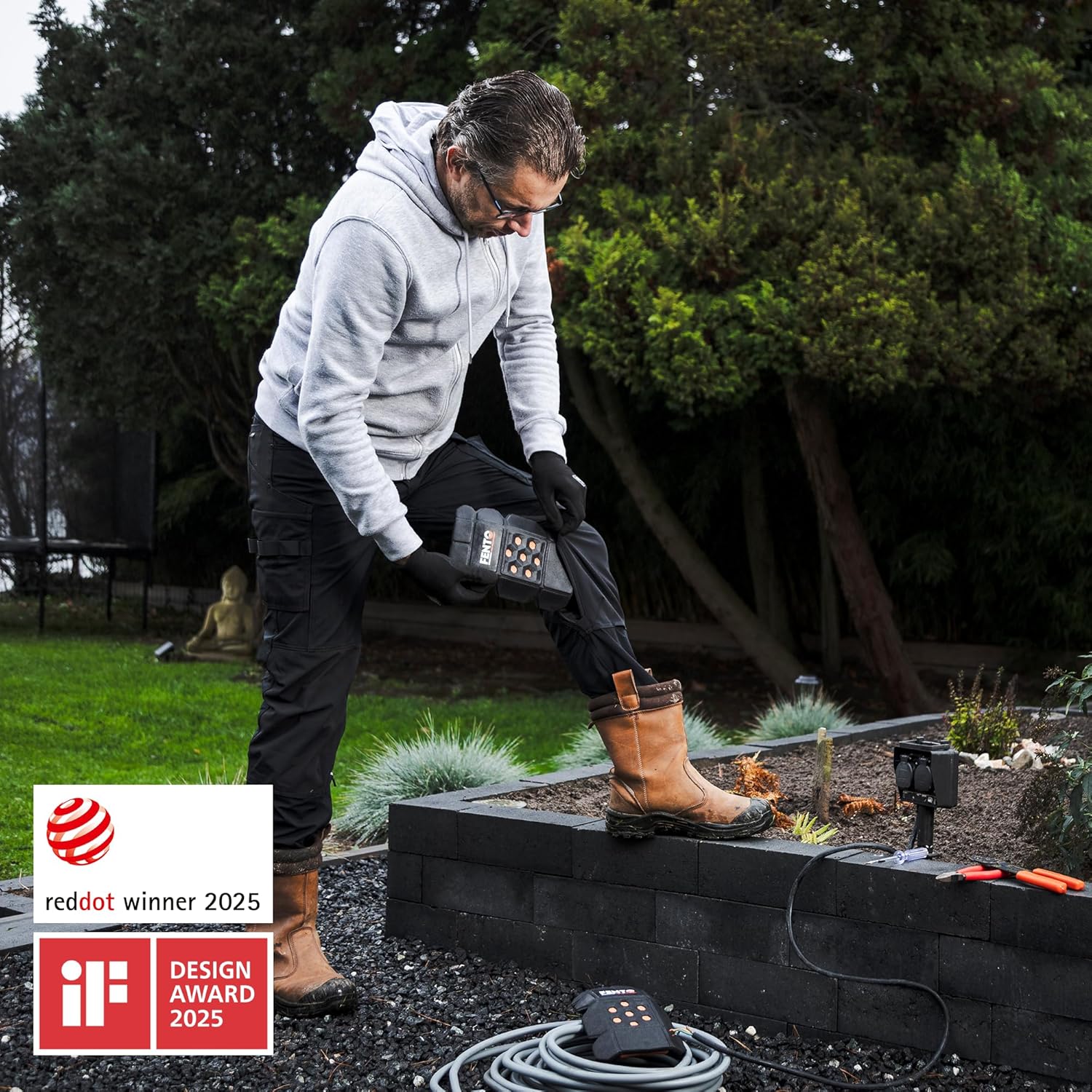 FENTO POCKET M2 | Heavy-Duty Ergonomic Knee Pad Insert for Work Pants | Shock-Absorbing & Puncture-Resistant Kneepads | For Professionals in Construction, Electrical, Plumbing & Landscaping