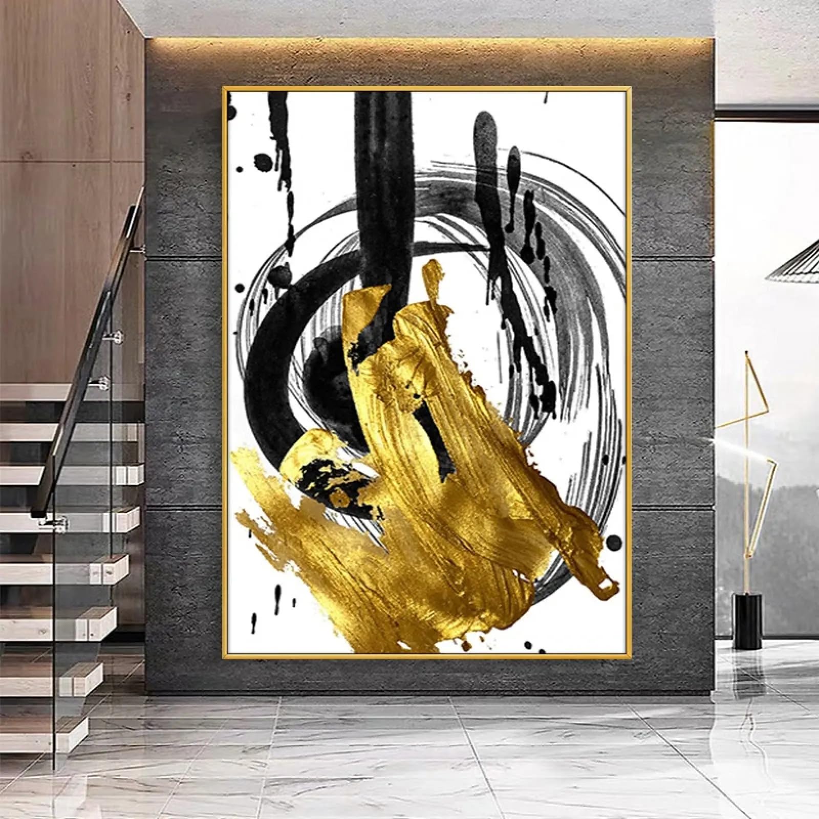 Tableau abstrait moderne noir et blanc 20x30 résistant pour chambre