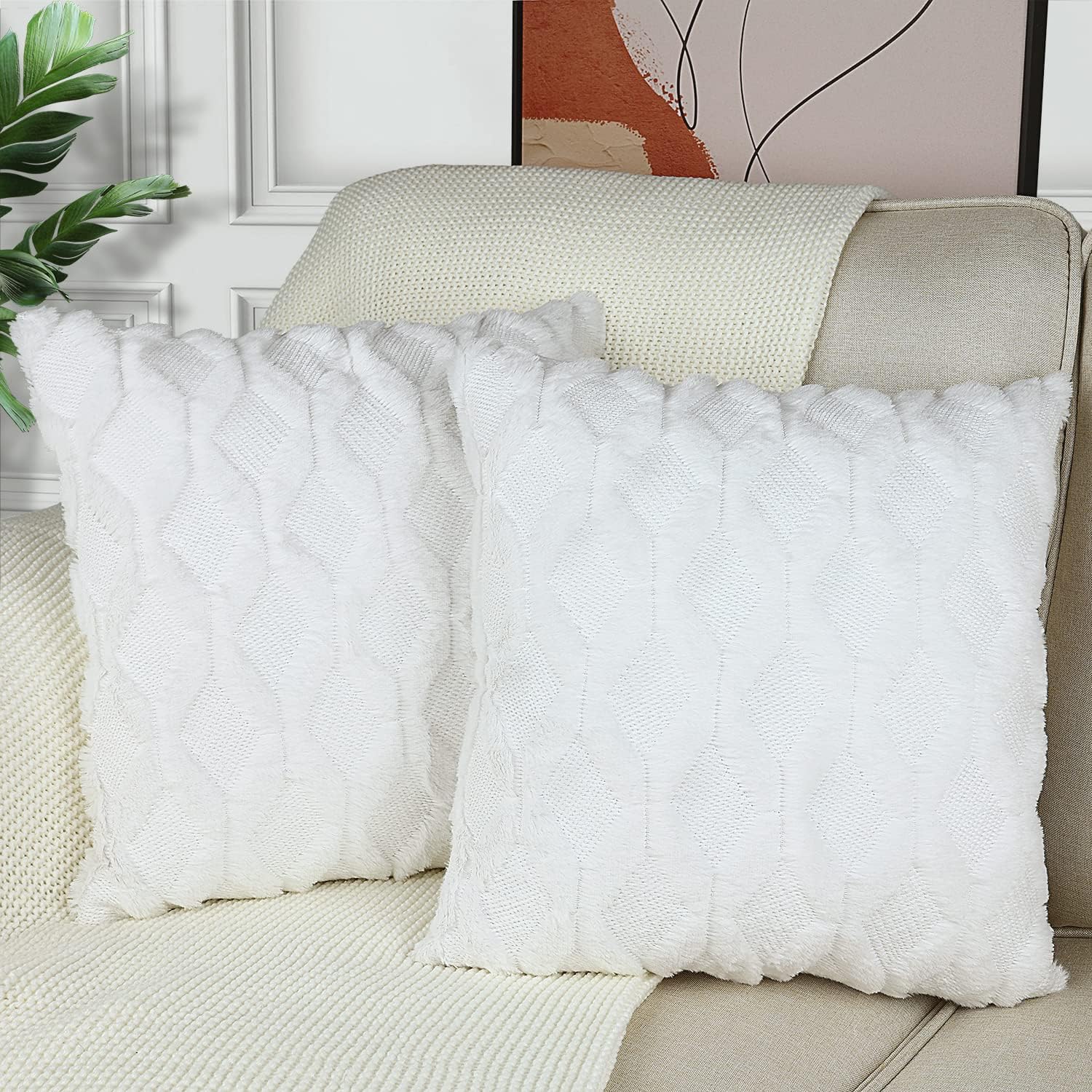 Henzxi Set of 2 Throw Pillow Covers 18x18 Inches Farmhouse