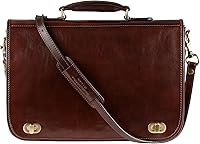 Vista 9 de Time Resistance Maletín de cuero para hombres - Maletín para laptop de cuero italiano de grano completo - Bolso de mensajero - Caja de regalo