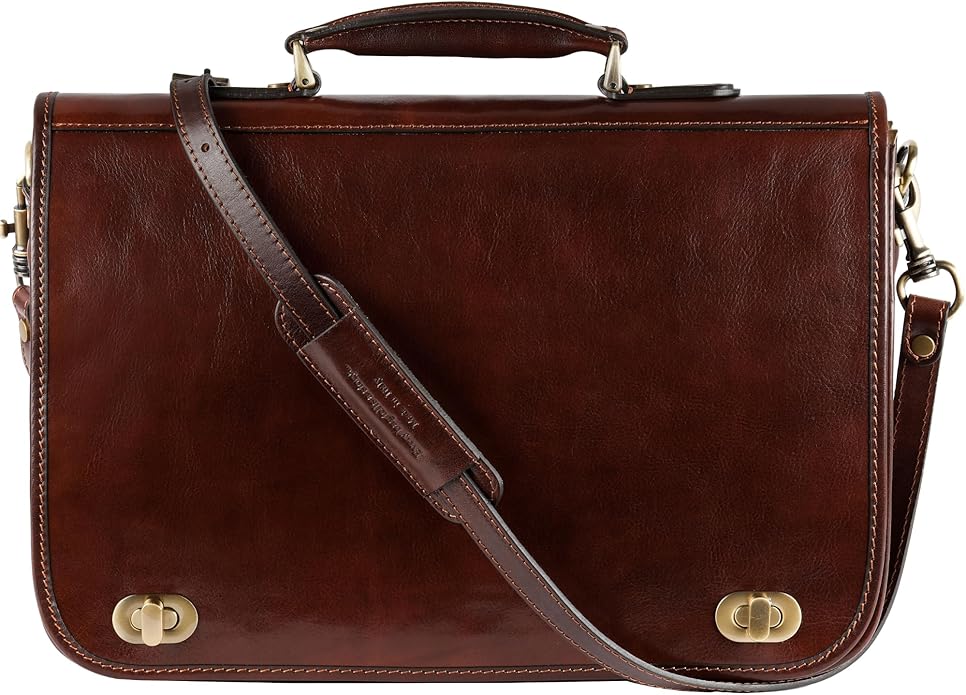 Illusions Briefcase leather laptop bag with organizer panel