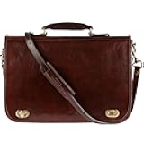 Leather Briefcase for Men - Italian Full Grain Leather Laptop Bag - Messenger Bag - Gift Box Included