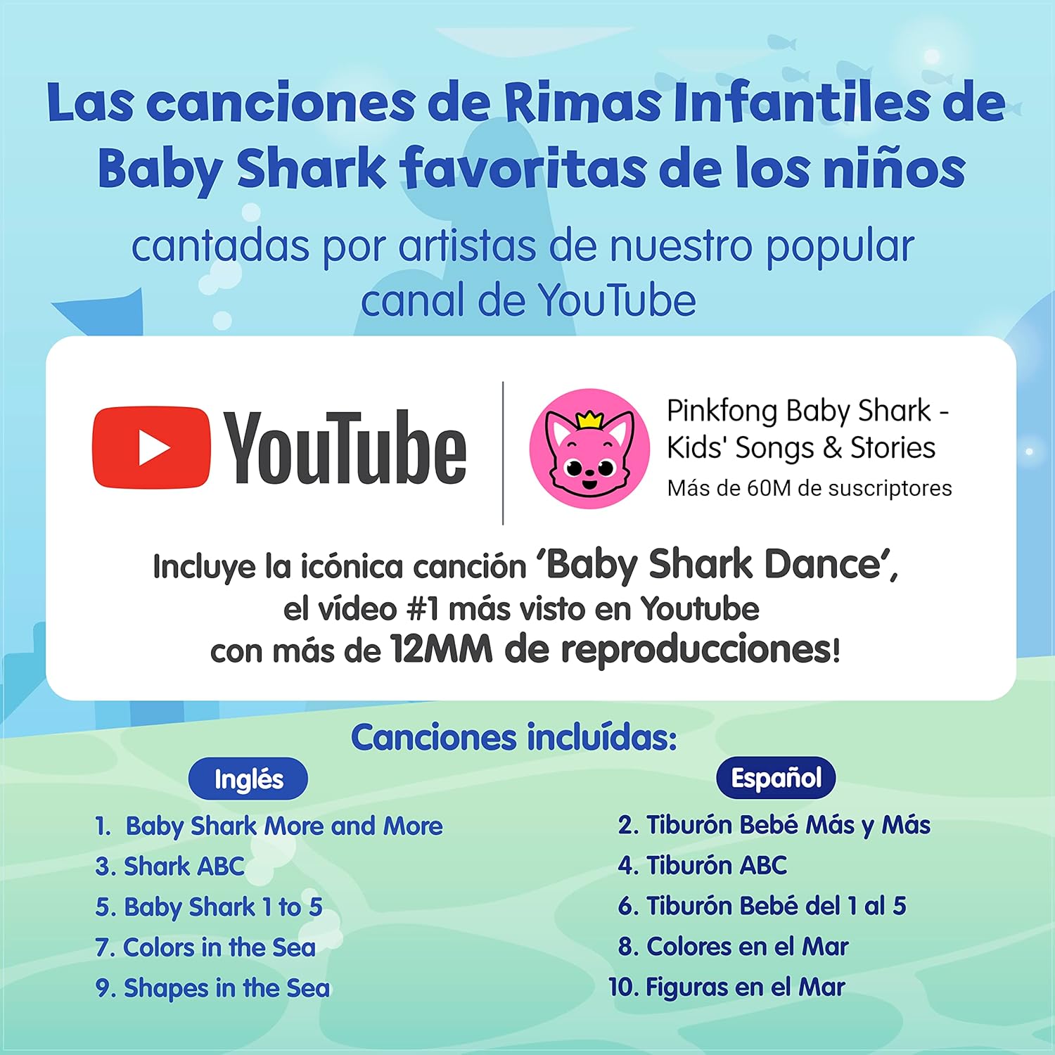 Baby Shark Bilingual Sound Book for Toddlers 1–3 | 10 Buttons, 5 English & 5 Spanish Songs Interactive Learning Toy by Pinkfong