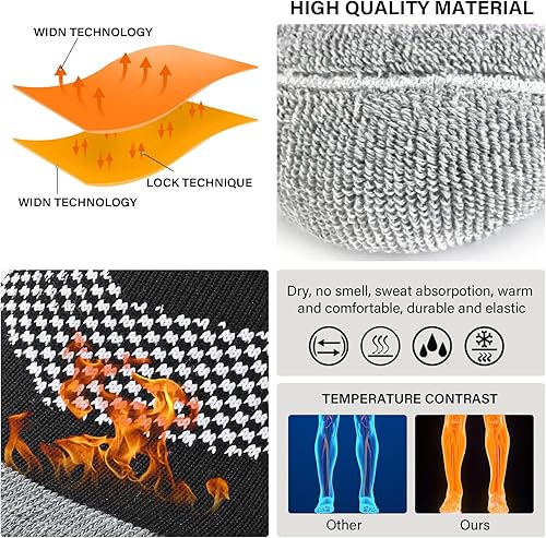 Miniatura 6 de COOVAN Calcetines de esquí para hombre y mujer, paquete de 2 calcetines térmicos cálidos de invierno para nieve, snowboard, calcetines de compresión