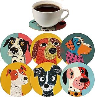 30+ Charming Vintage Ceramic Dog Decor Ideas 33 Wood Coasters Set of 6 - Handcrafted Drink Coaster Thick Heat-Resistant ...