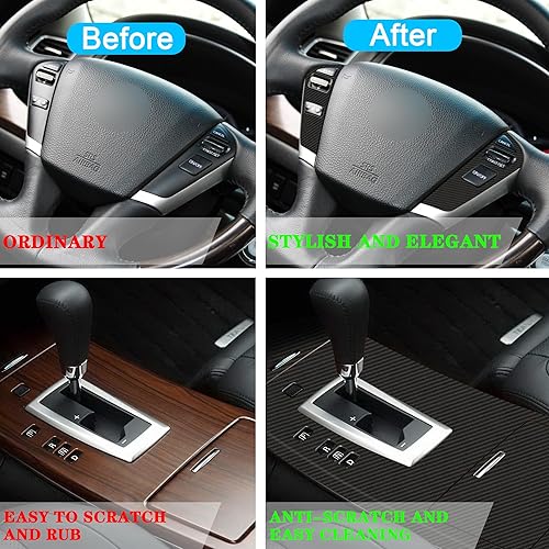 Miniatura 3 de TOMALL Adhesivo para panel de palanca de cambios para consola central de automóvil, compatible con Nissan Altima 2008-2012, vinilo de fibra de