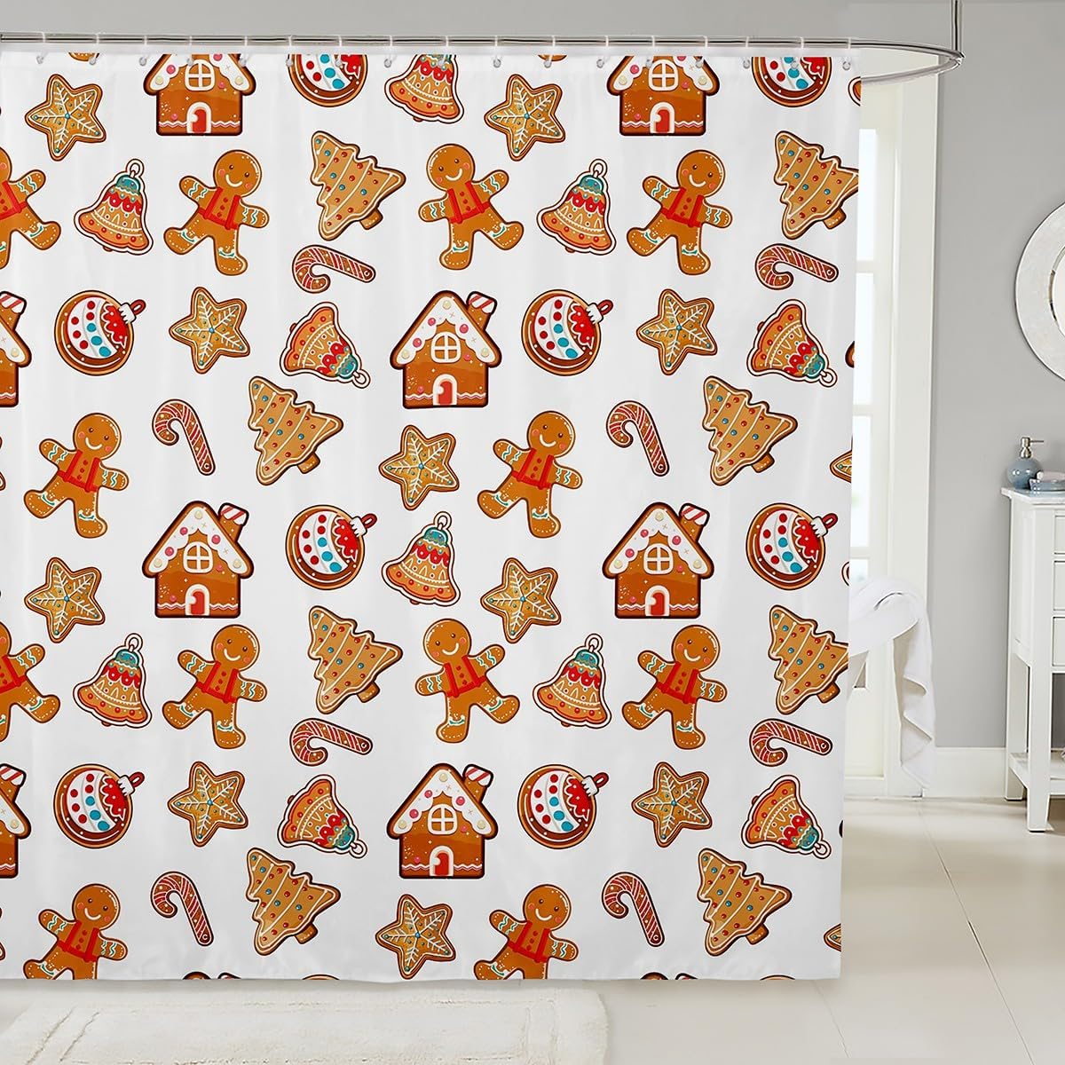 Feelyou Christmas Bath Gingerbread Shower Curtain Bathroom 72" x72 Teens