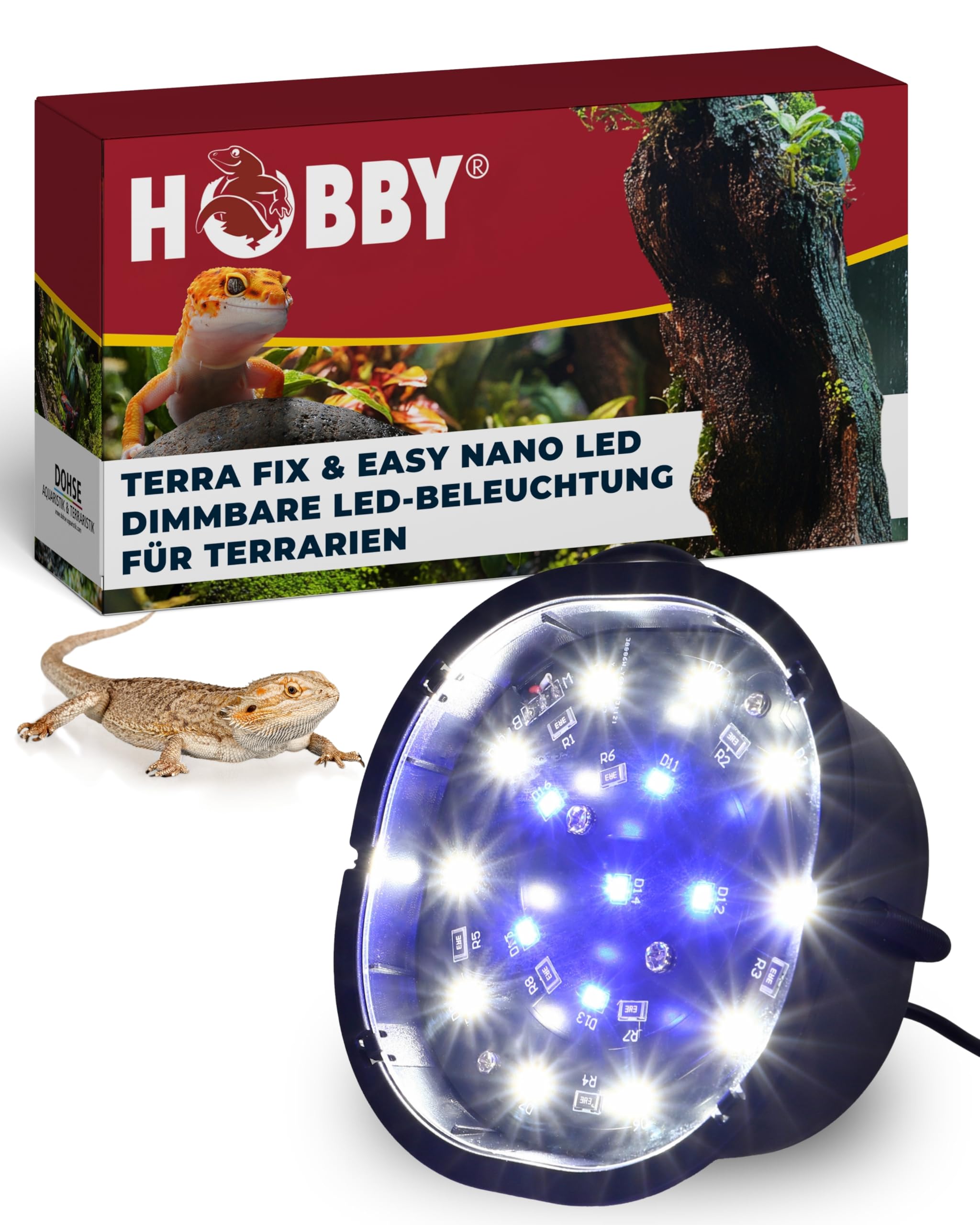 Hobby Terraristik Terra Fix & Easy Nano LED I dimmbare LED-Beleuchtung für Terrarien I Terrarium Lampe mit Einstellbarer Farbtemperatur I Terrarienbeleuchtung für Reptilien, Amphibien und Pflanzen