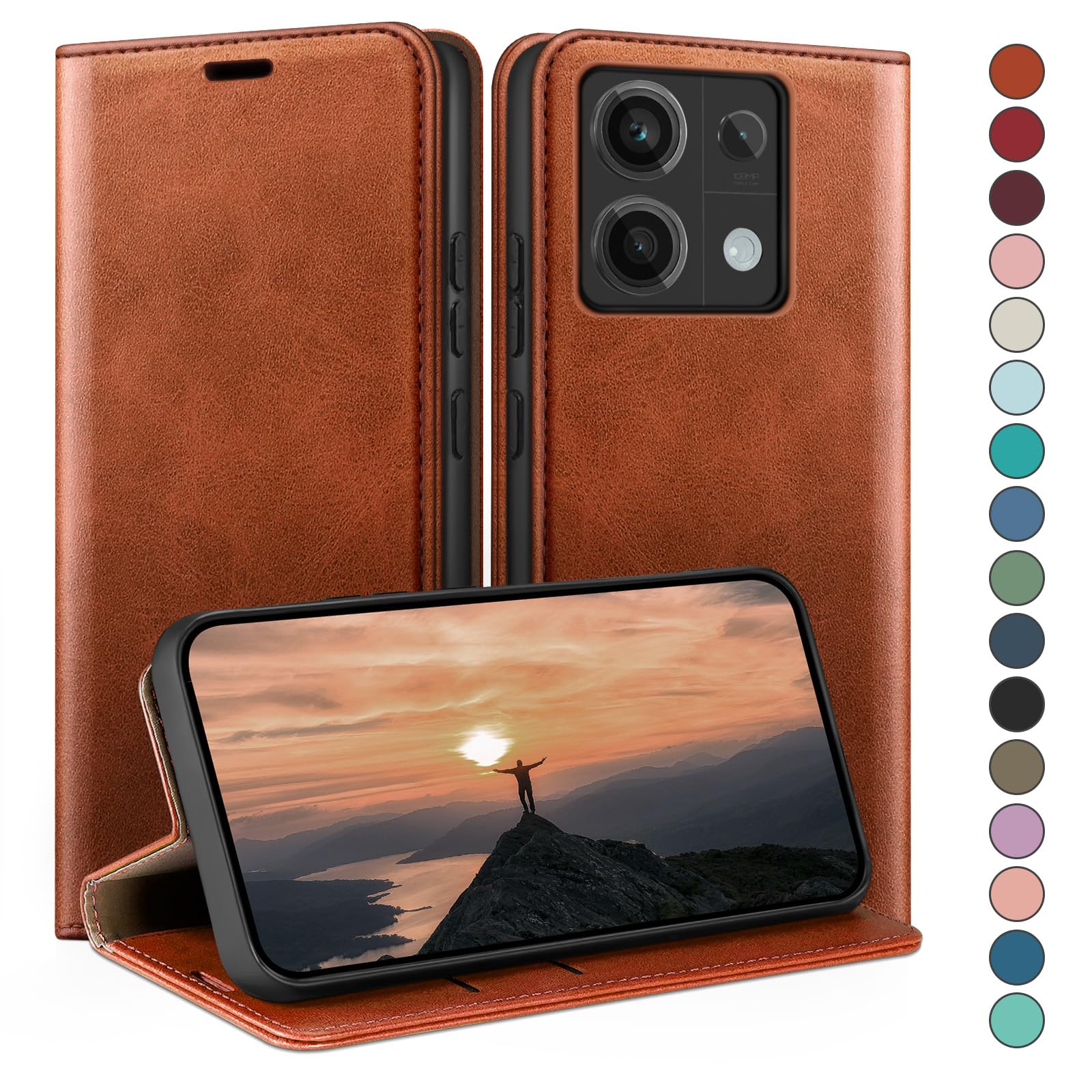 HUOUH Coque Pour Sasung Galaxy A05S Avec RFID Blocage Etui à Rabat En