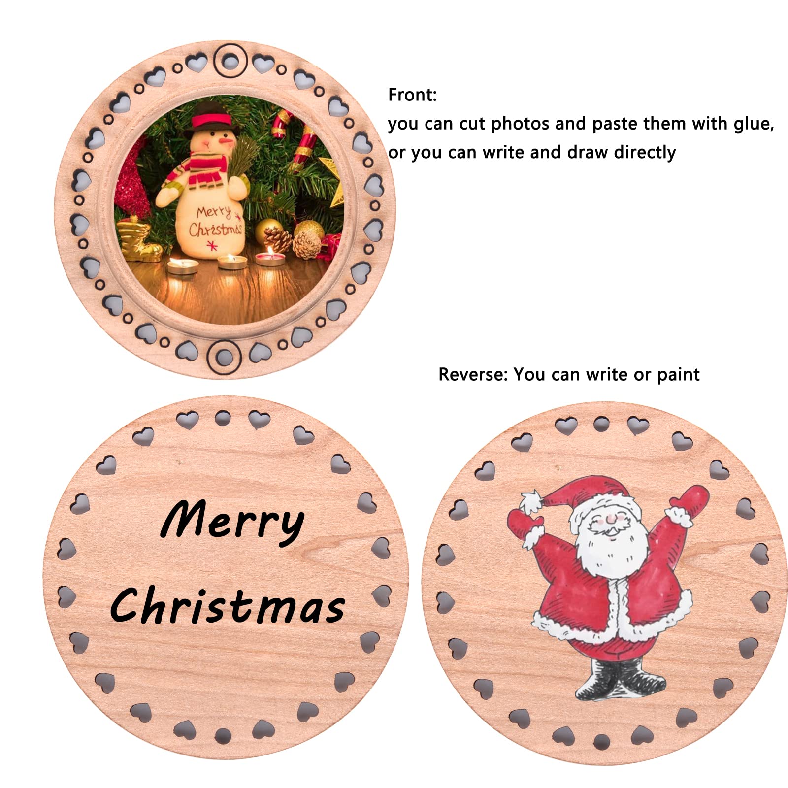 Naturholzscheiben, 40 Stück, 6 cm, unlackiertes Holz-Set, vorgebohrt mit Loch, Holzkreise für Kunst, Holzscheiben, Weihnachtsschmuck, DIY Handwerk