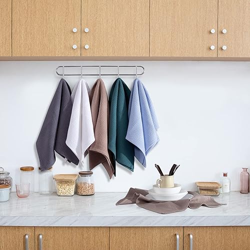 Miniatura 6 de Juego de trapos de cocina 100% algodón, absorbentes, de tejido a cuatros, toallas de secado rápido, 17 x 25 pulgadas, paquete de 12, 17 x 25 pulgadas