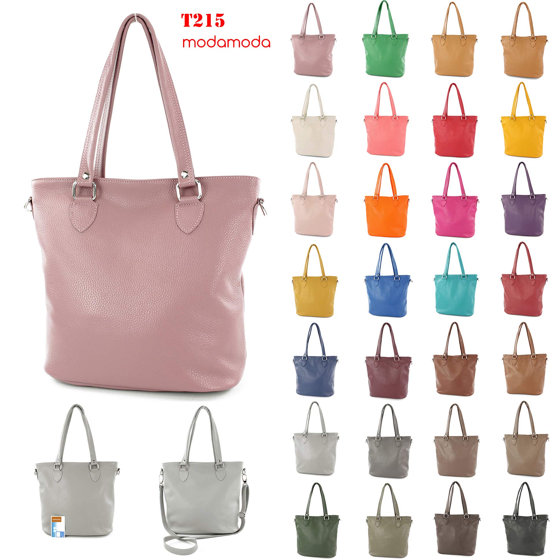 modamoda de T215 Damen Leder Schultertasche Shopper, handmade in Italy