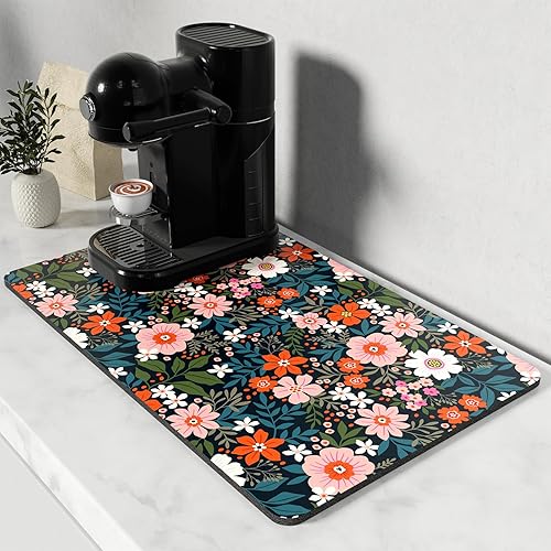 Miniatura 66 de Rnivvi Tapete de café, tapete de café de 12 x 19 pulgadas para estación de máquina de espresso, accesorios y organizador, almohadilla absorbente
