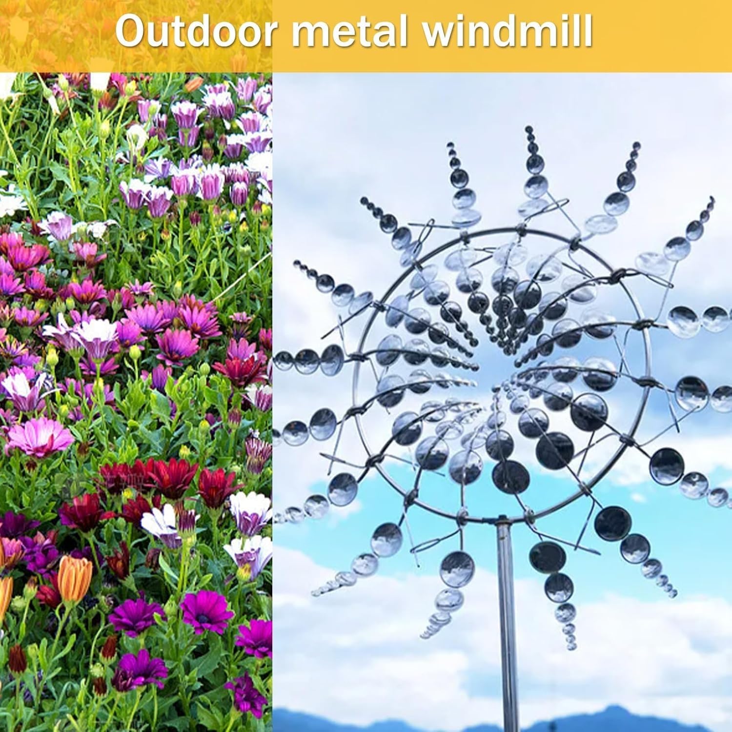 Mulino a Vento in Metallo, Girandola a Vento da Giardino Unico e Magico, 3D Scultura Cinetica Mulino a Vento per Giardino, Terrazza, Prato, Decorazione