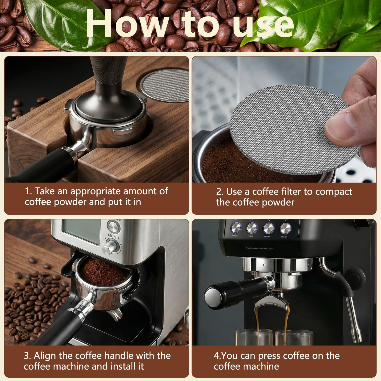 Portafiltro 51 mm con 3 Orejas y Doble Caño Compatible con DeLonghi Dedica EC680/EC685/EC885 – Acero Inoxidable 304 y Mango ABS, Fácil de Limpiar (Negro)