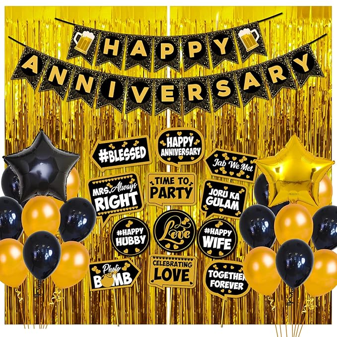 Party Propz Happy Anniversary Decoration Items 42Pcs Kit Combo For