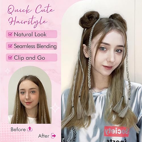 Miniatura 5 de REECHO 2 extensiones de moño para cabello con clip de pinza HB001, accesorio de peluca, extensiones de peinado hacia arriba para mujeres y niñas