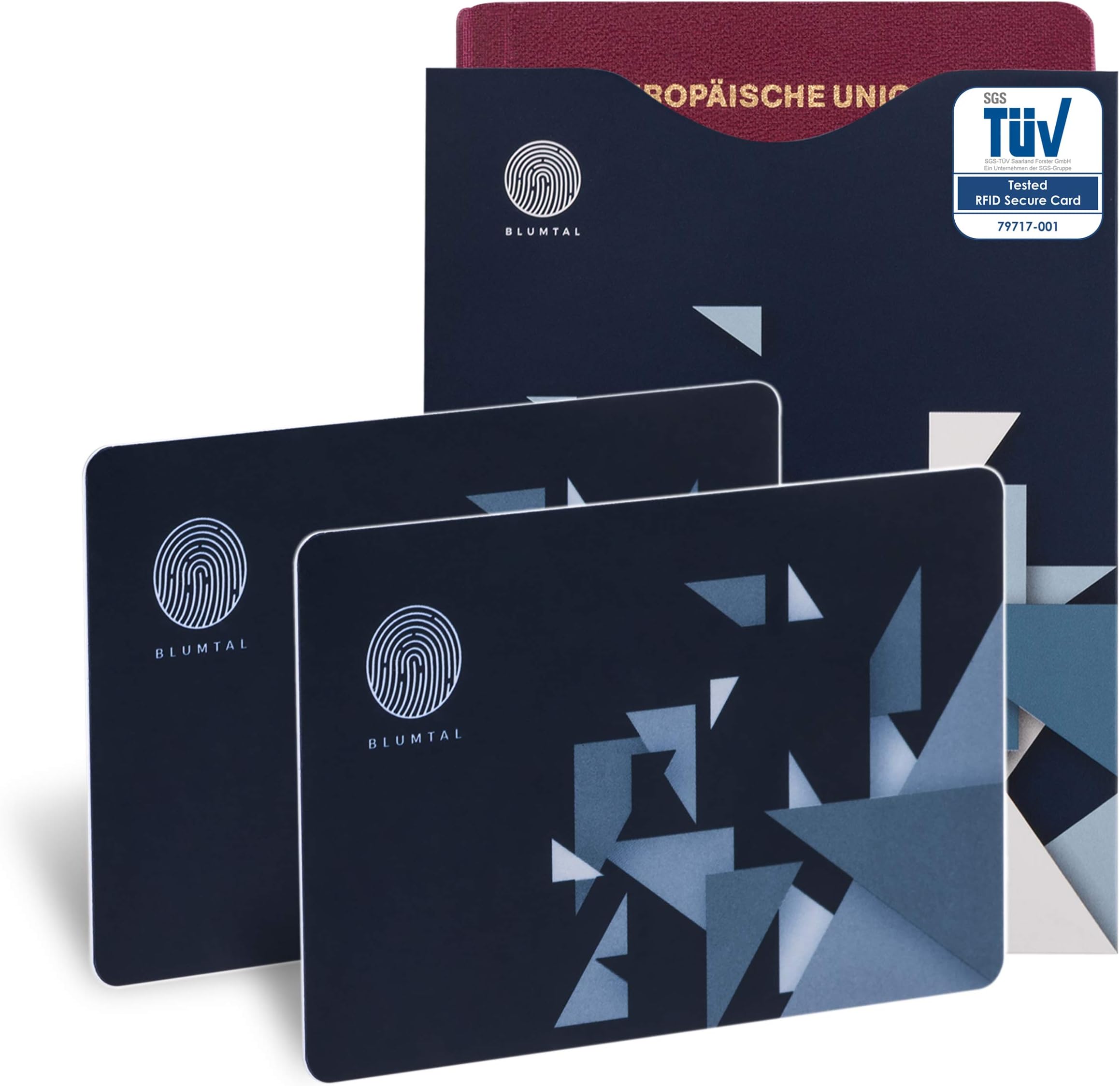 Blumtal 2 RFID Card Protectors and 2 Additional Passport Covers, Anti Theft Credit Card and Passport Protector, In Stylish Design
