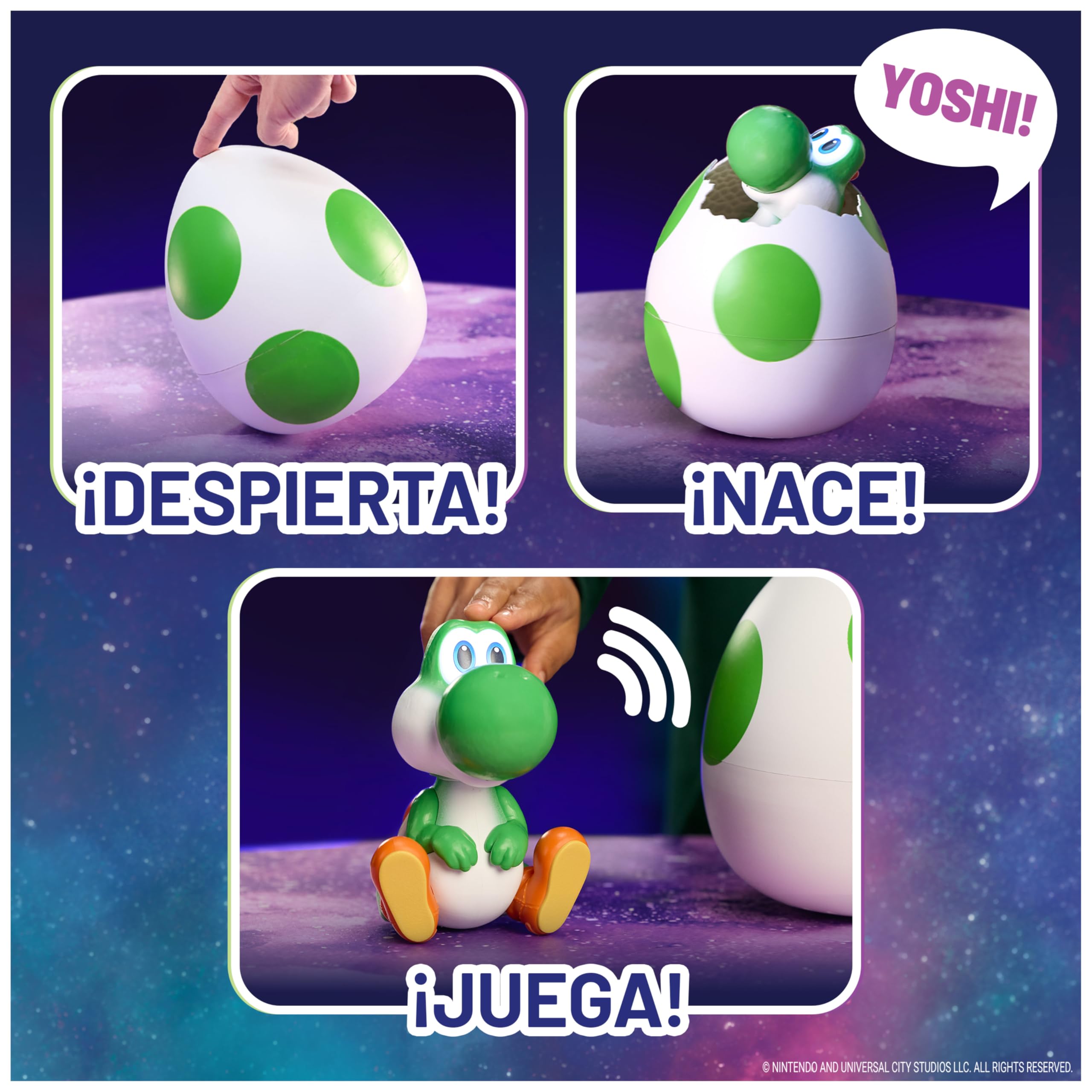 Yoshi - Yoshi Interactivo con Luces Y Sonidos Que Sale del Huevo | Super Mario Galaxy La Película | Mascota Virtual De Mario Bros | Juguetes Niños 4 Años O Más | Regalo Niño 4 Años O Más