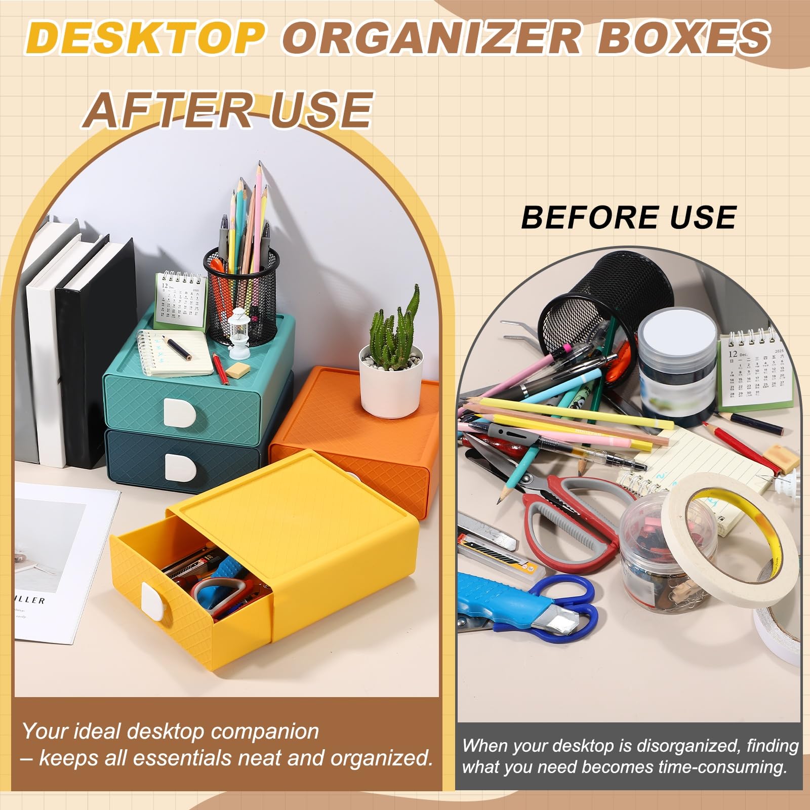 QUARKZMAN Cassetti Impilabili Per Scrivania, Organizzatore Da Scrivania In Plastica Con Cassetti Scatola Di Archiviazione Per Casa Ufficio Cancelleria Bagno Trucco, Blu Singolo Strato