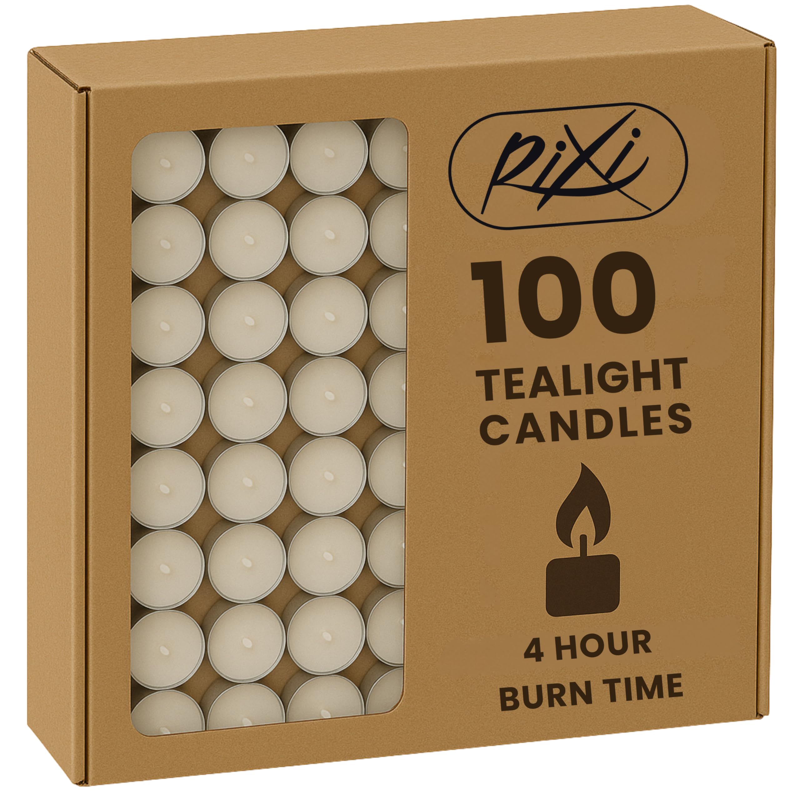 RIXI Unscented Tea Lights, Pack of 100