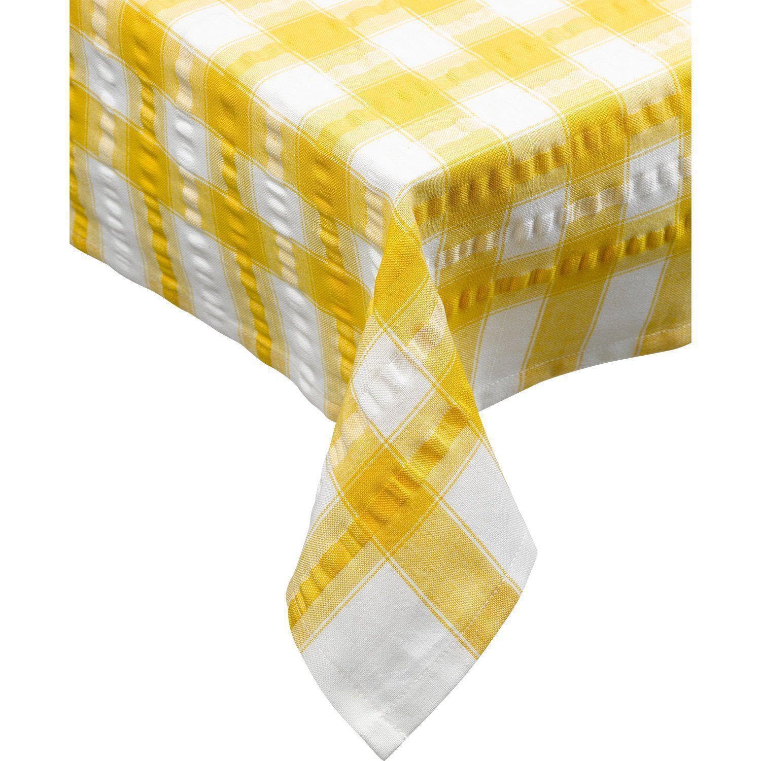 Downview's Gold Downview Seersucker Check Cotton Tablecloth 50 X 50