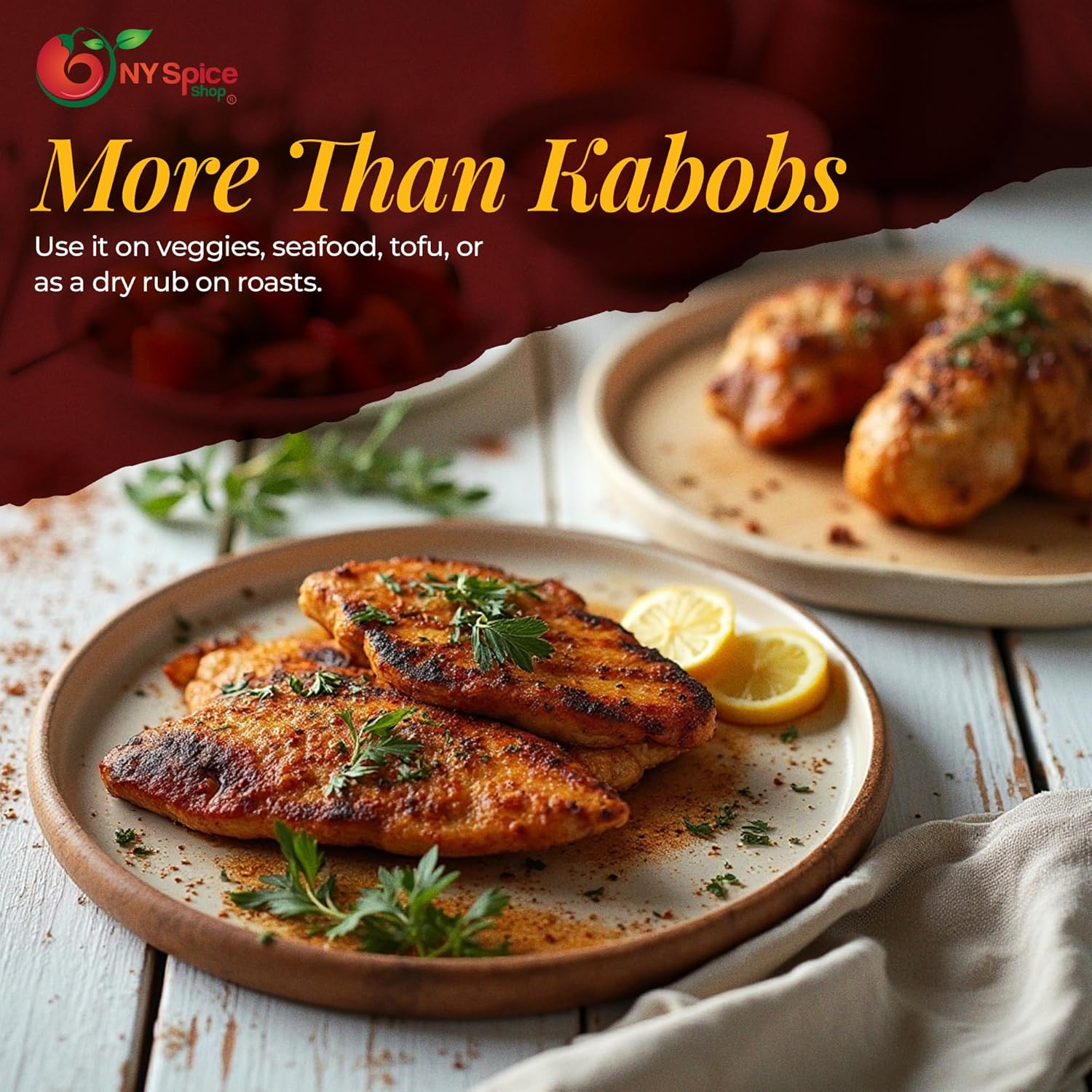 Ny Spice Shop Chicken Kabob Seasoning - 8 Ounce For Mediterranean Seasoning for Cooking and Culinary - Fine Spiced Mix for Grilled Chicken Rice Bowls, Roasted Vegetables & Savory Recipes