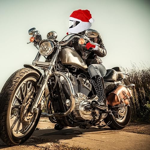 Miniatura 6 de Cutecrop Juego de 2 fundas para casco de motocicleta de Papá Noel de Navidad y guantes rojos de Papá Noel, cubierta de casco de Navidad, accesorios