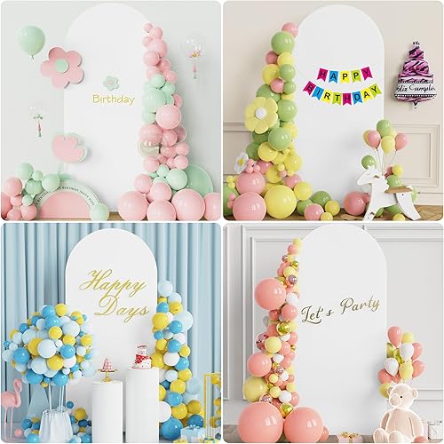 Miniatura 5 de Fomcet Cubierta de arco de boda de 6 pies, color blanco, de 2 caras, de elastano, ajustada, cubierta de arco de tela, cubierta de arco superior