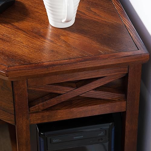 Miniatura 7 de Leick Home 82431 Corner Computer Writing Desk with Drop Front Keyboard Drawer, Oak Roble (Burnished Oak),Mission