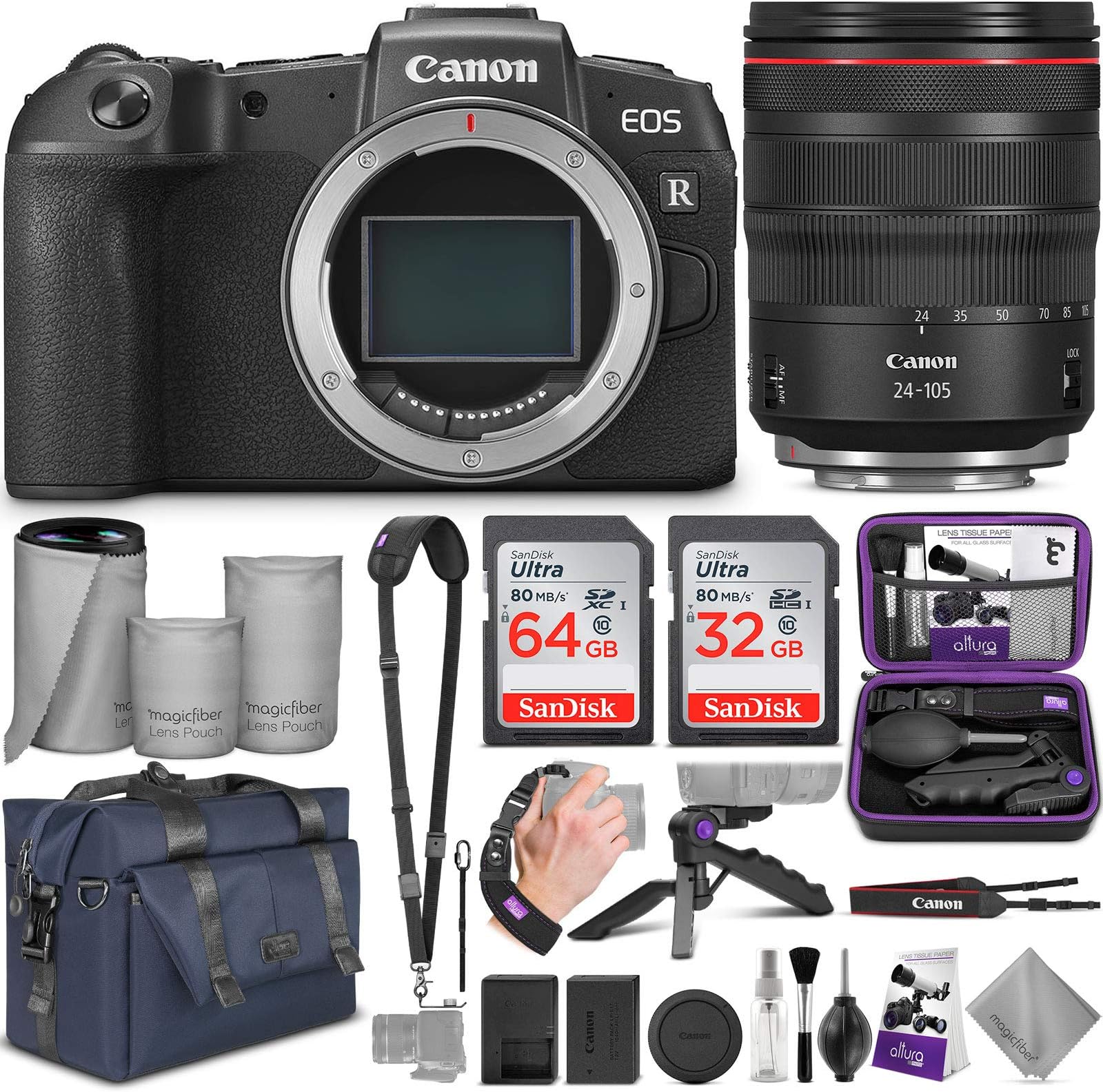 Canon EOS RP Mirrorless Digital Camera and Canon RF 24-105mm Lens with Altura Photo Complete Accessory and Travel Bundle