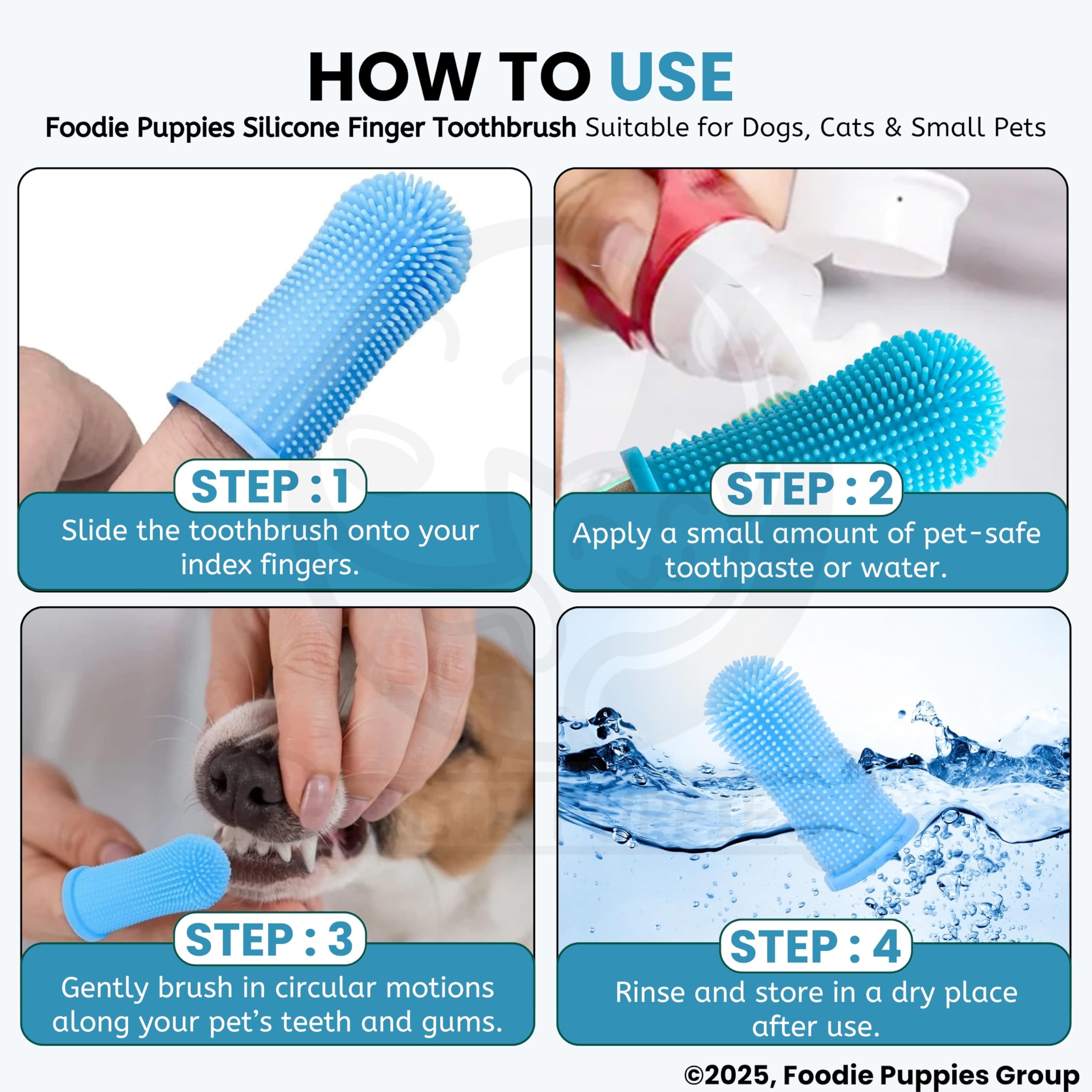 Foodie Puppies Natural Soft Silicone Finger Toothbrush for Dogs (Pack of 2) | Easy Teeth Cleaning | Massaging | Soothing Gums | Fresh Breath | Pets Oral Care Supplies 4