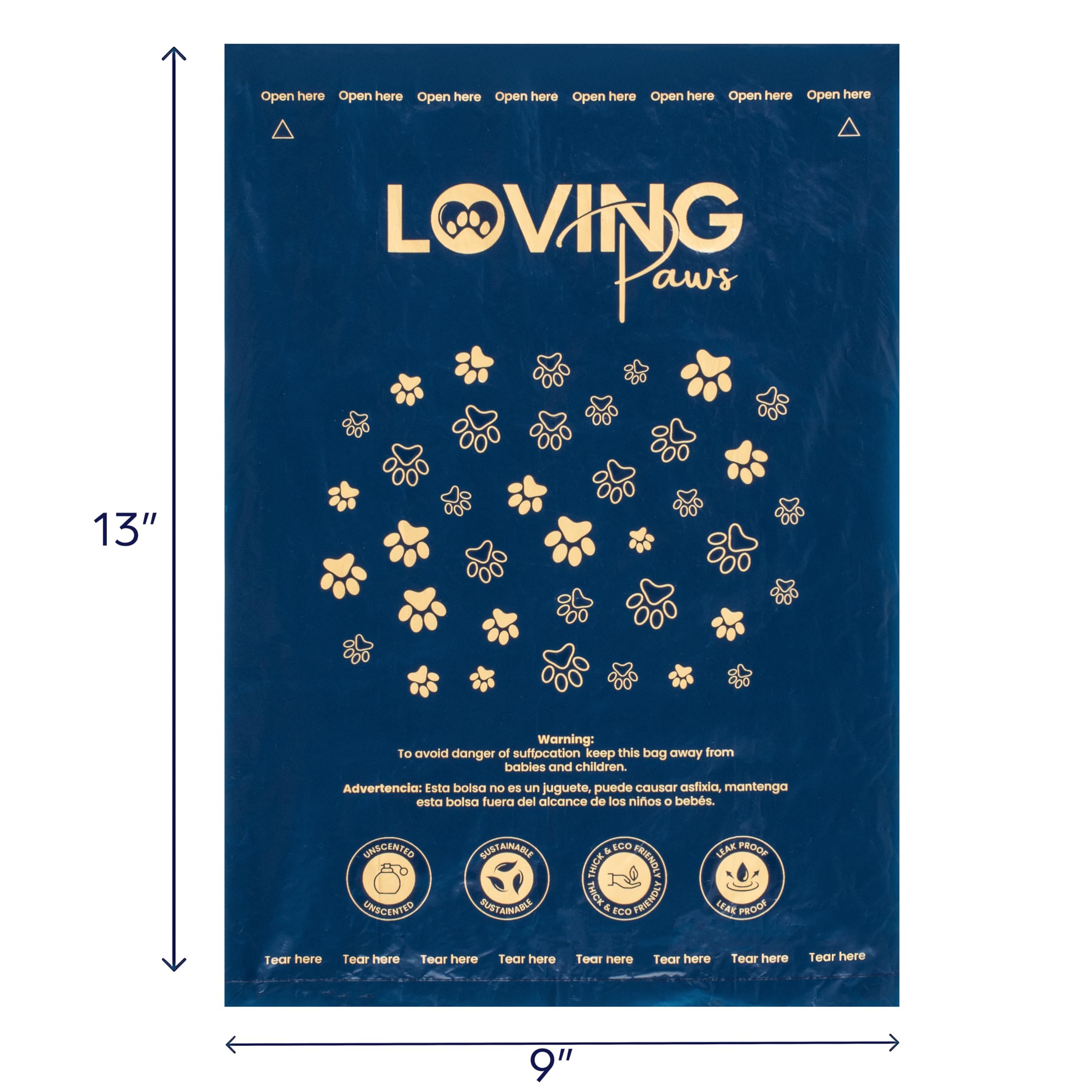 LOVING Paws Poop Bags for Dogs Guaranteed Leak Proof and Extra Thick Waste Bag Refill Rolls, With Free Dispenser,Unscented, 140 Count