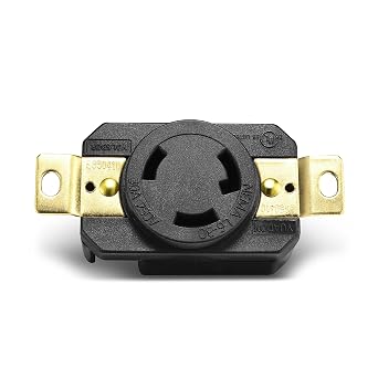 UL Listed NEMA L6-30R Receptacle Connector Socket,30A 30 Amp,AC 250V 250 Volt,2 Pole-3 Wire,Grouding,Flush Mounting Twist Locking,Black,Copper Pins,Industrial Grade Heavy Duty