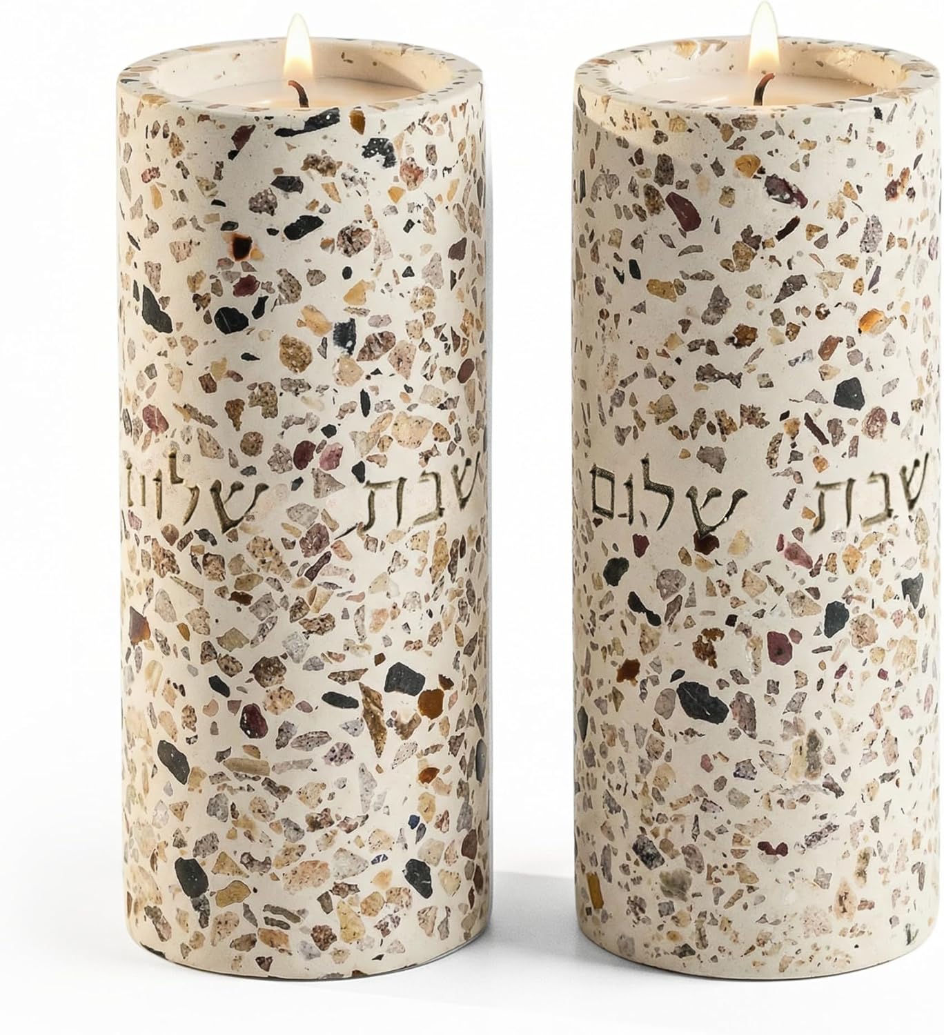 Suri Shabbat Candle Holder – Elegant Jewish Candlesticks for Shabbat & Holiday Lighting, Modern Metal Design, Decorative Candle Holders for Home & Gift Use (Pink)