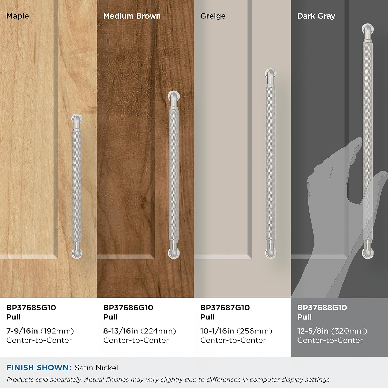 Amerock Collet 12-5/8 inch (320mm) Center-to-Center Satin Nickel Cabinet Pull, BP37688G10