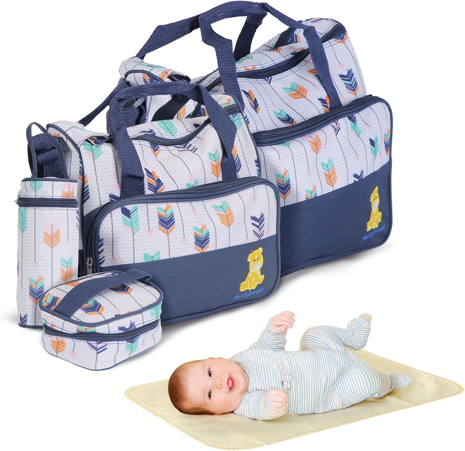 Baby Diaper Bag Set, Large Baby Doll Diaper Backpack with Changing Pad & Pacifier Case, Travel Girl/Boy Tote Bags